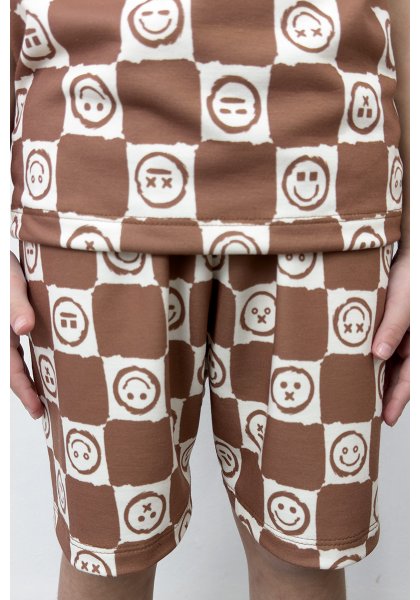 shorts estampa smile marrom preco qualidade molecotton 2