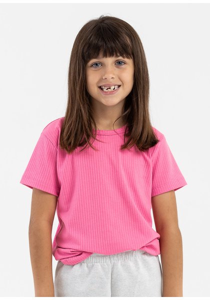 camiseta infantil preco qualidade canelada rosa