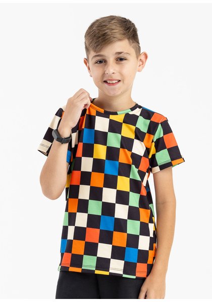 camiseta infantil preco qualidade mol xadrez preto 2