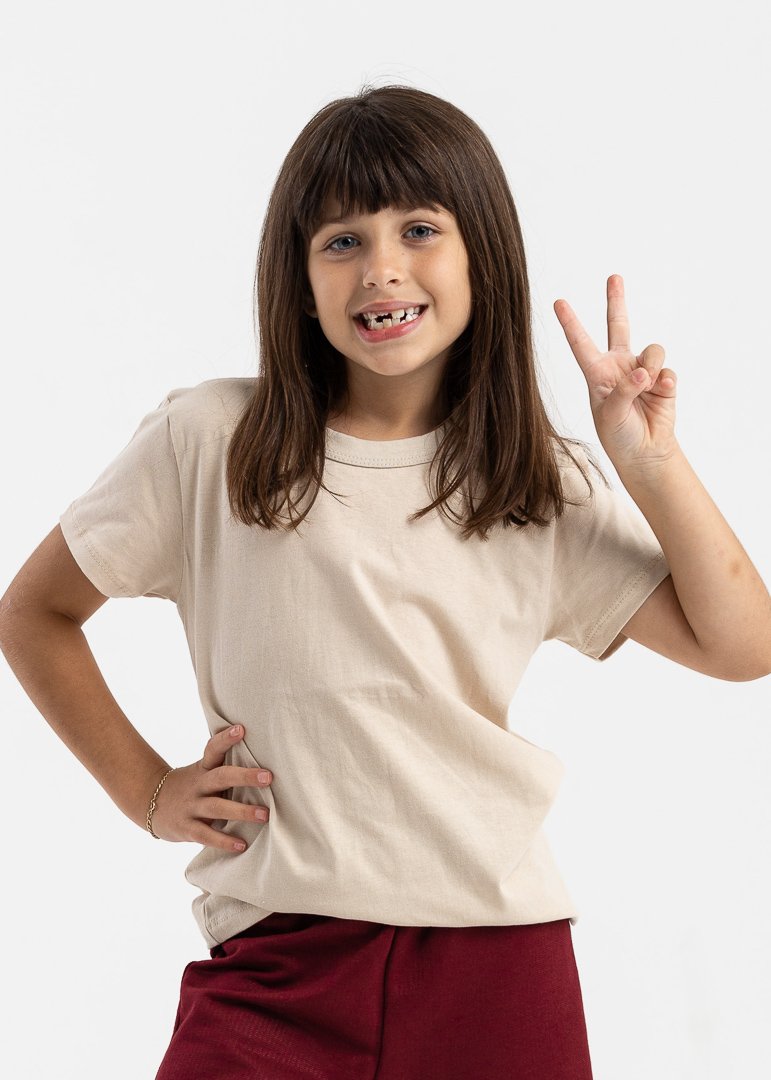 camiseta infantil preco qualidade malha bege