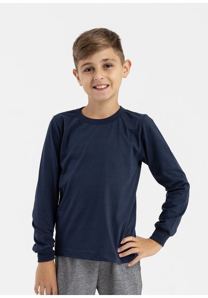 camiseta infantil preco qualidade manga longa malha azul marinho