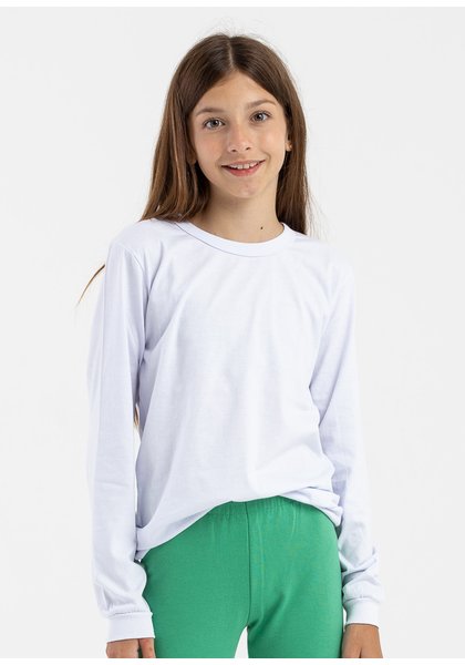 camiseta infantil preco qualidade manga longa malha branco