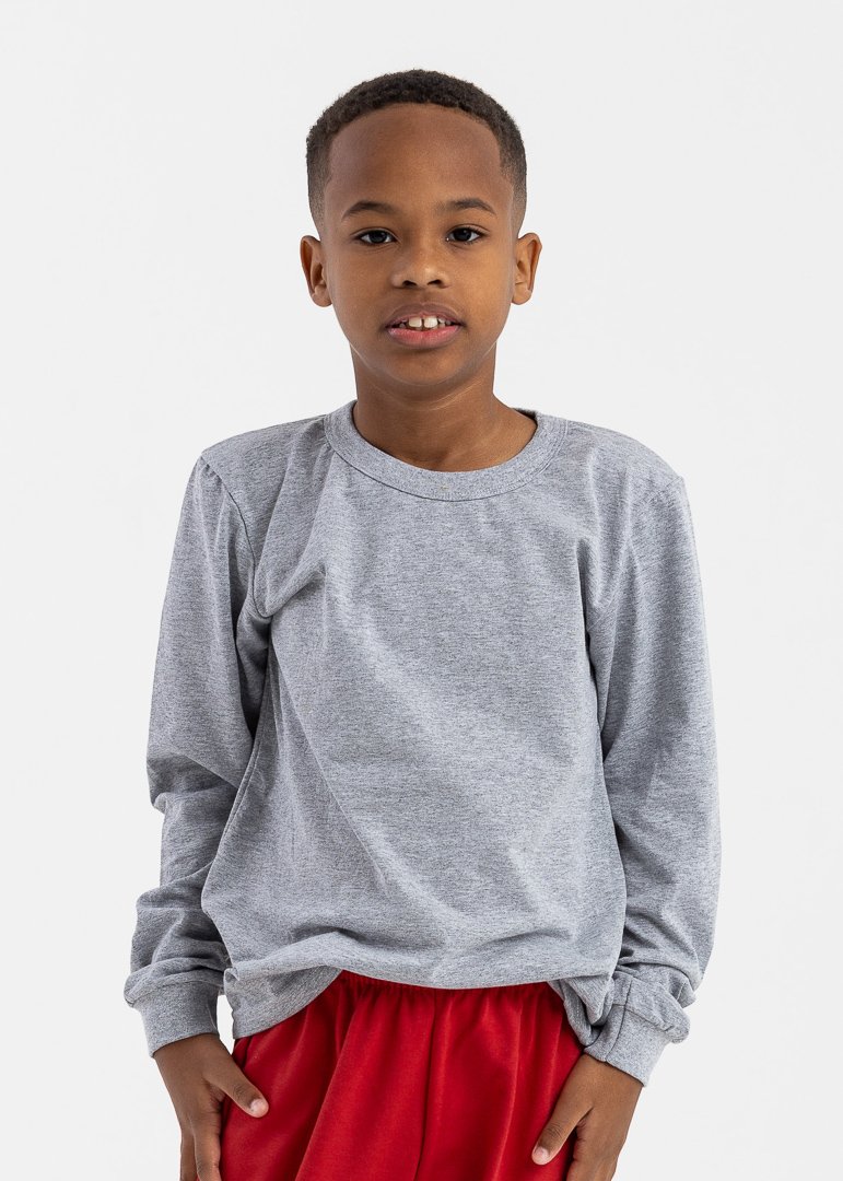 camiseta infantil preco qualidade manga longa malha mscla cinza