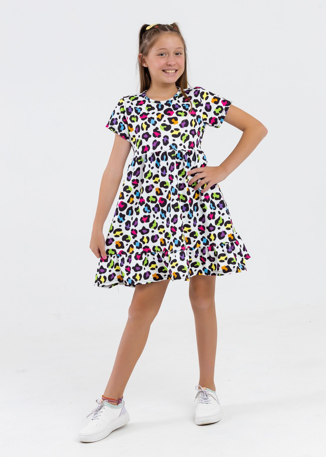 comprar moda infantil direto de fabrica online brilha kids vestido onca colorida 2