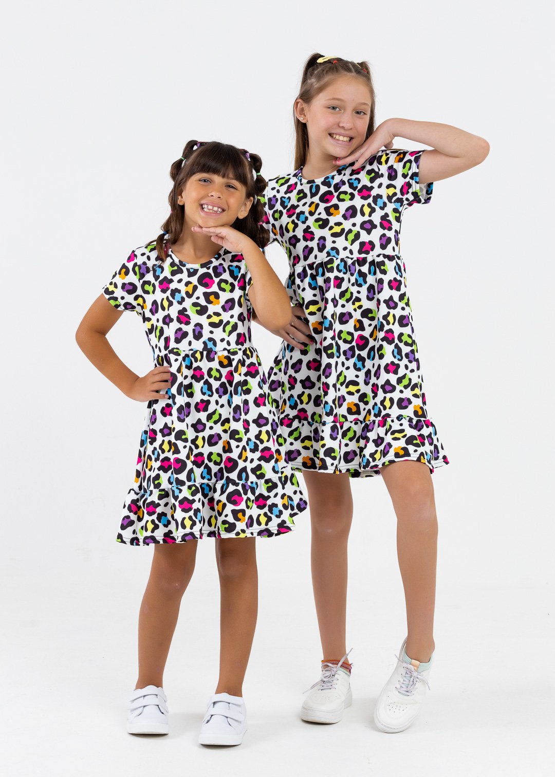 comprar moda infantil direto de fabrica online brilha kids vestido onca colorida 5