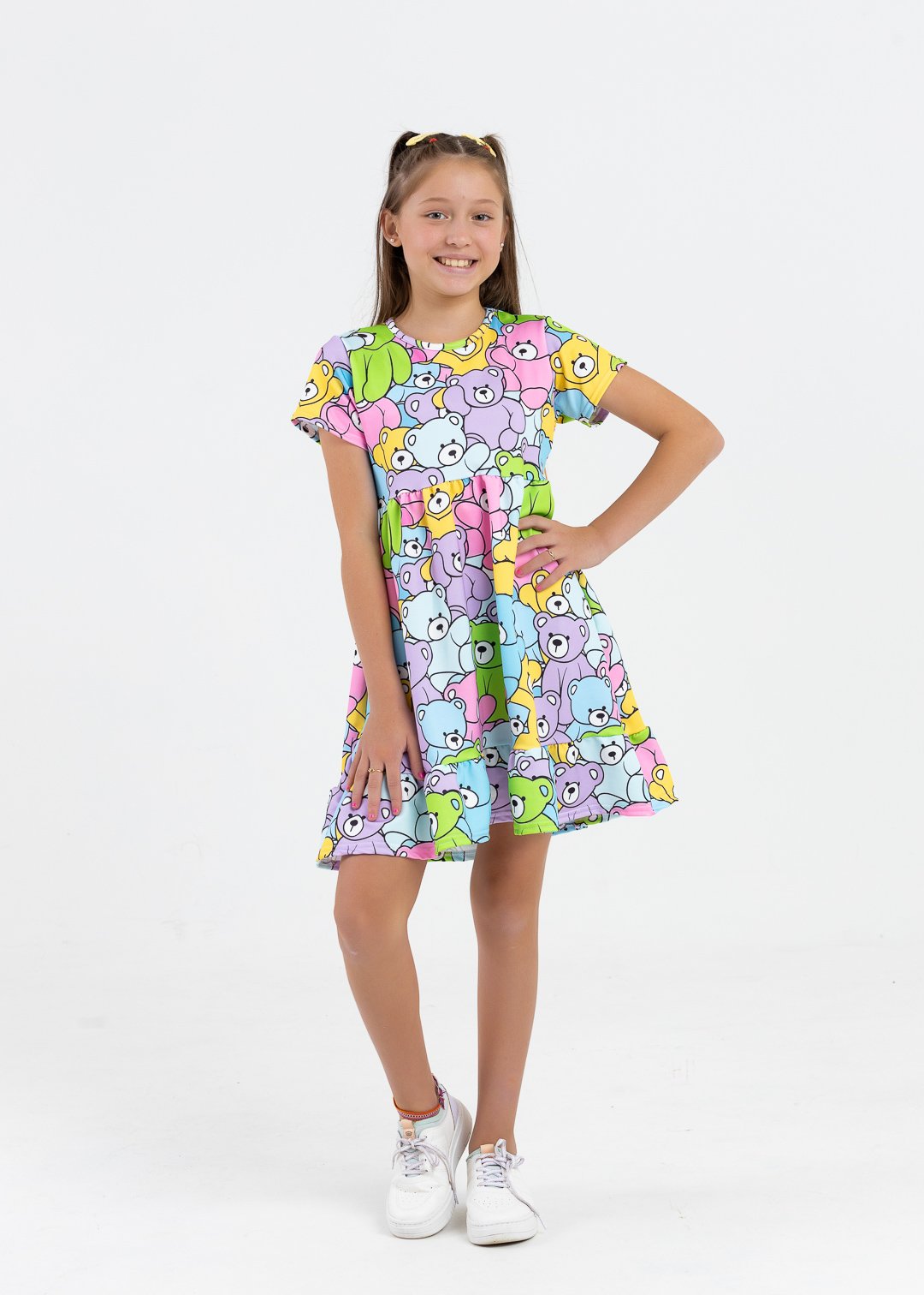 comprar moda infantil direto de fabrica online brilha kids vestido ursinhos amorosos