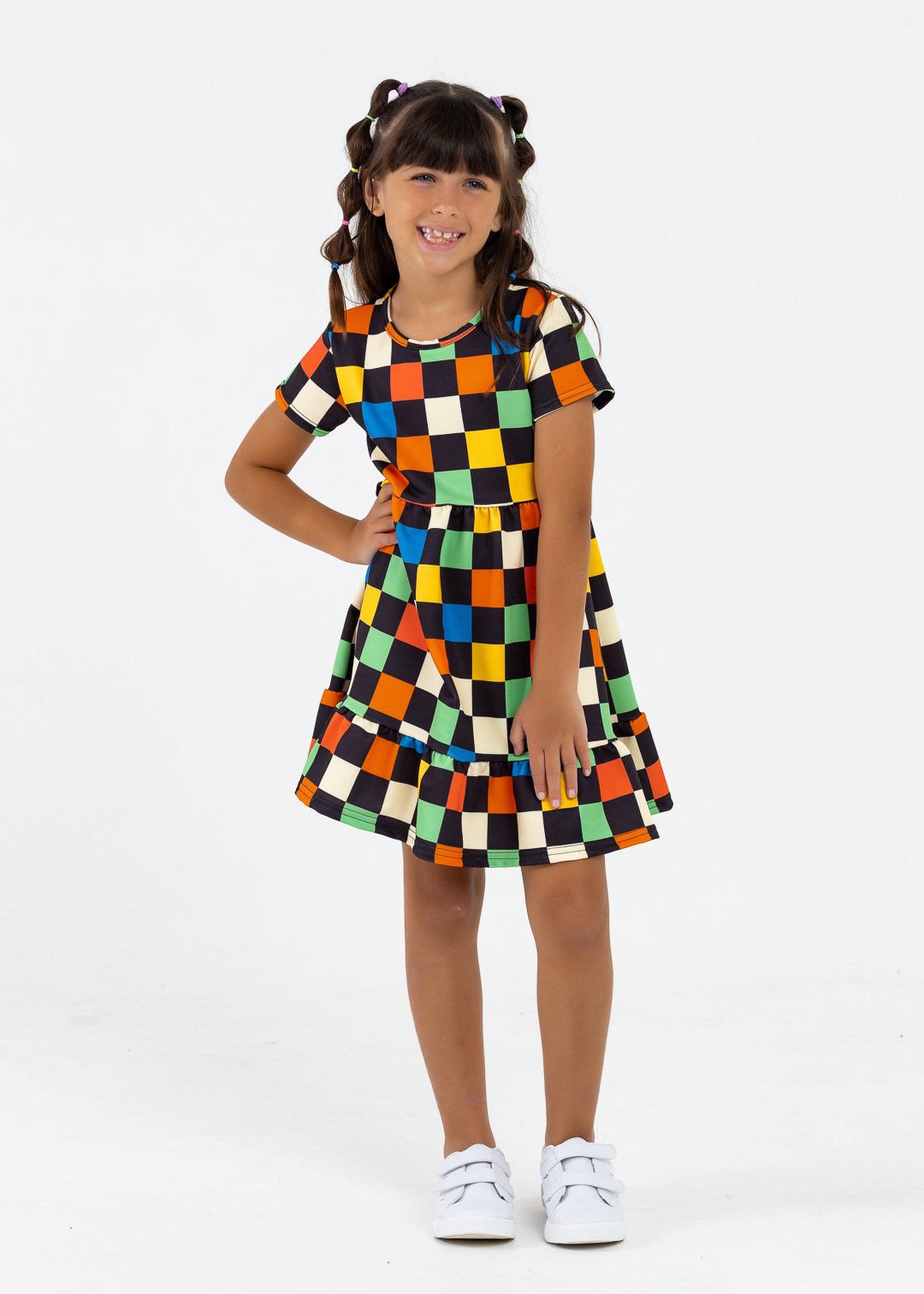 comprar moda infantil direto de fabrica online brilha kids vestido xadrez