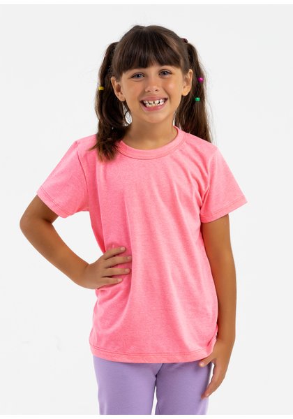 comprar moda infantil direto de fabrica online brilha kids camiseta manga curta meia malha rosa neon