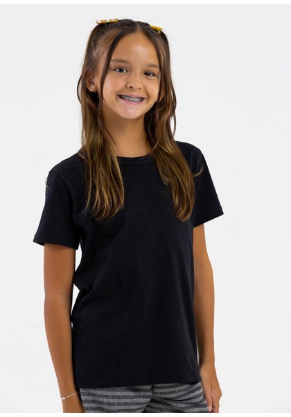 comprar moda infantil direto de fabrica online brilha kids camiseta manga curta meia malha preto 4
