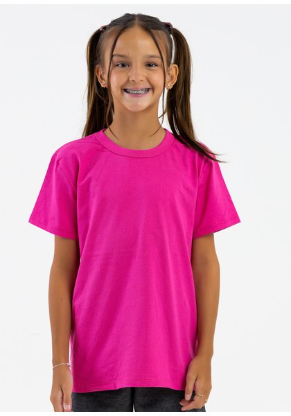 comprar moda infantil direto de fabrica online brilha kids camiseta manga curta meia malha rosa pink