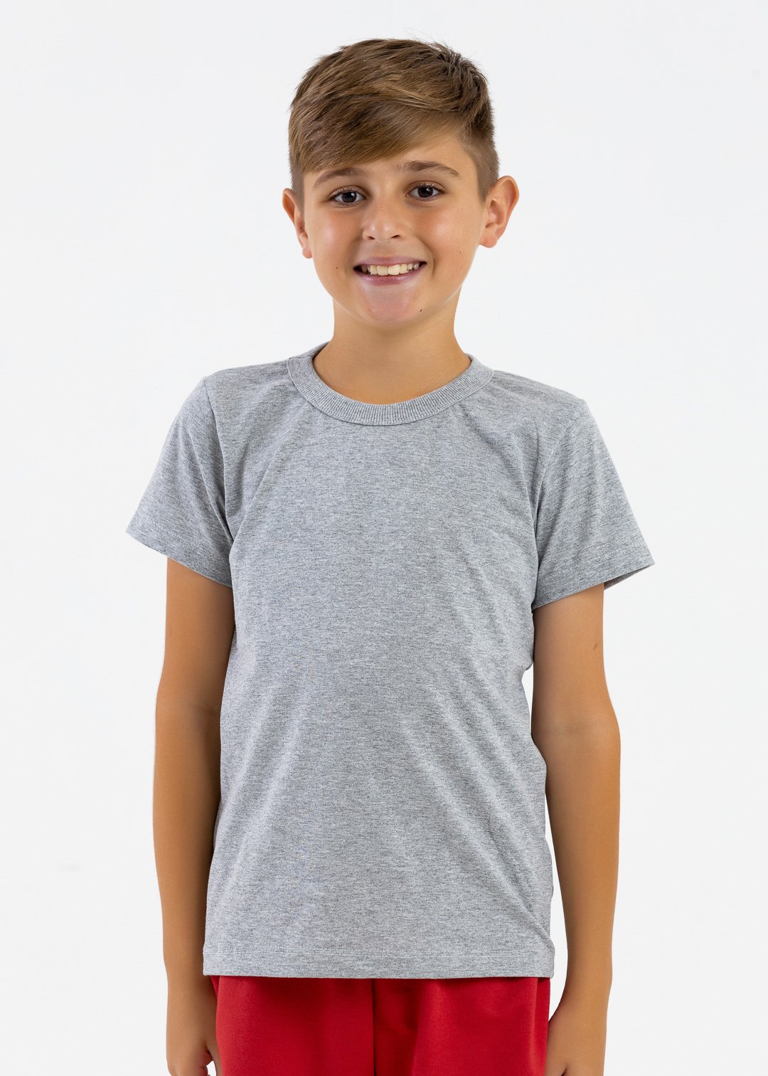 comprar moda infantil direto de fabrica online brilha kids camiseta manga curta meia malha cinza mescla 2