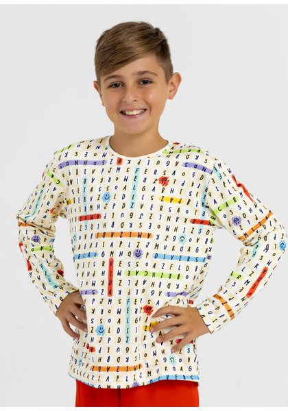comprar moda infantil direto de fabrica online brilha kids camiseta manga longa uv50 caca palavras 4
