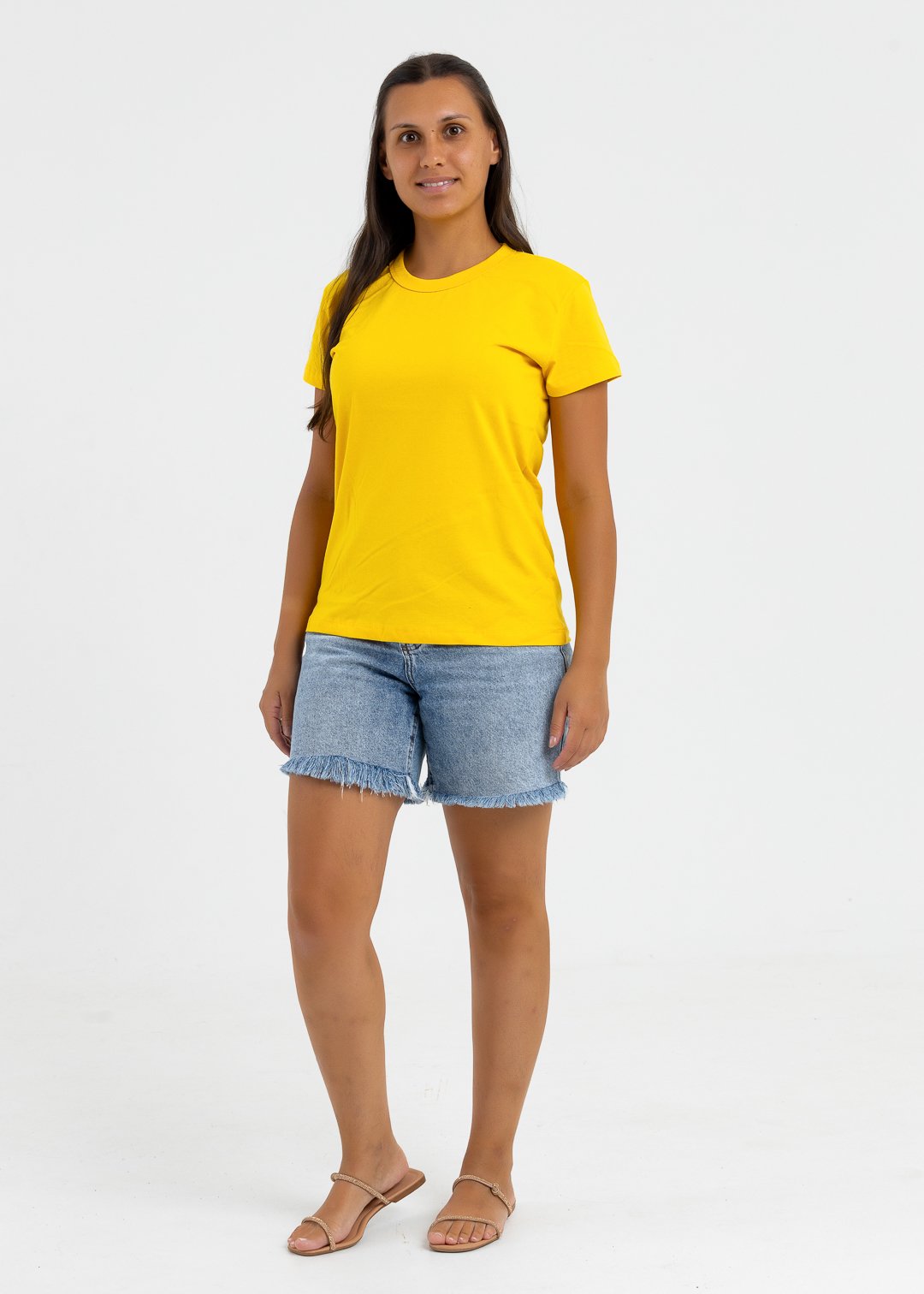 comprar moda infantil direto de fabrica online brilha kids adulto camiseta meia malha amarelo 2