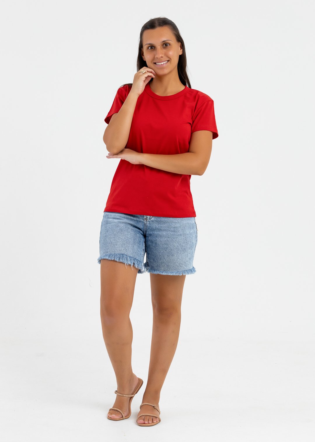 comprar moda infantil direto de fabrica online brilha kids adulto camiseta meia malha vermelho 2