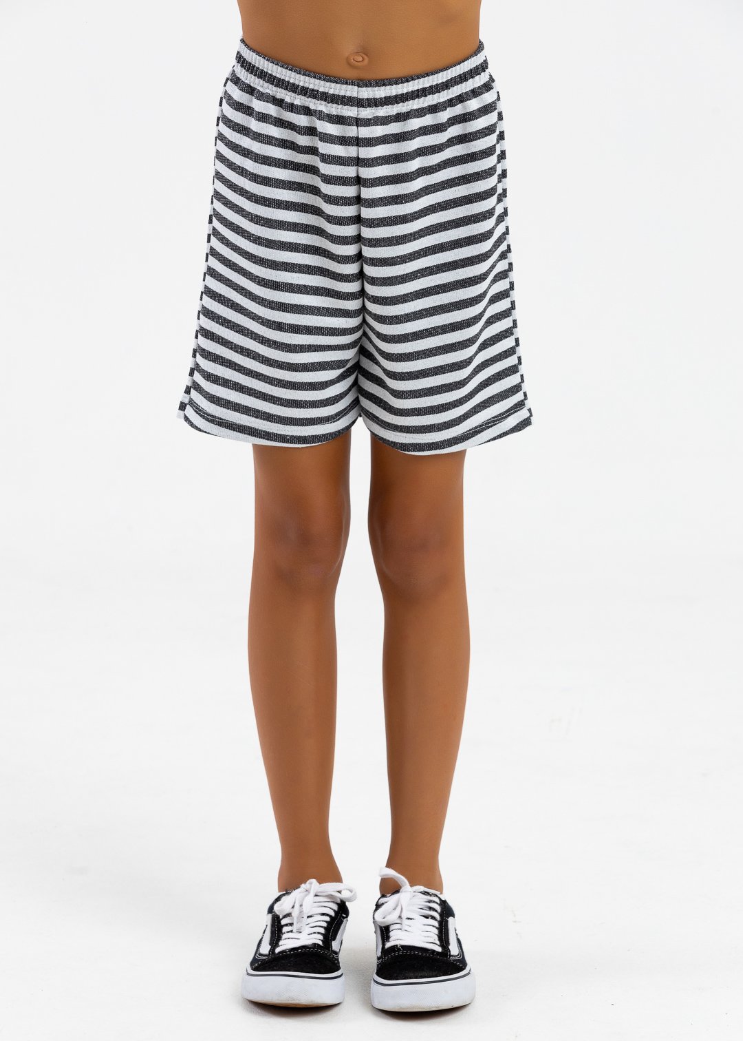 comprar moda infantil direto de fabrica online brilha kids bermuda moletinho listrado preto 2
