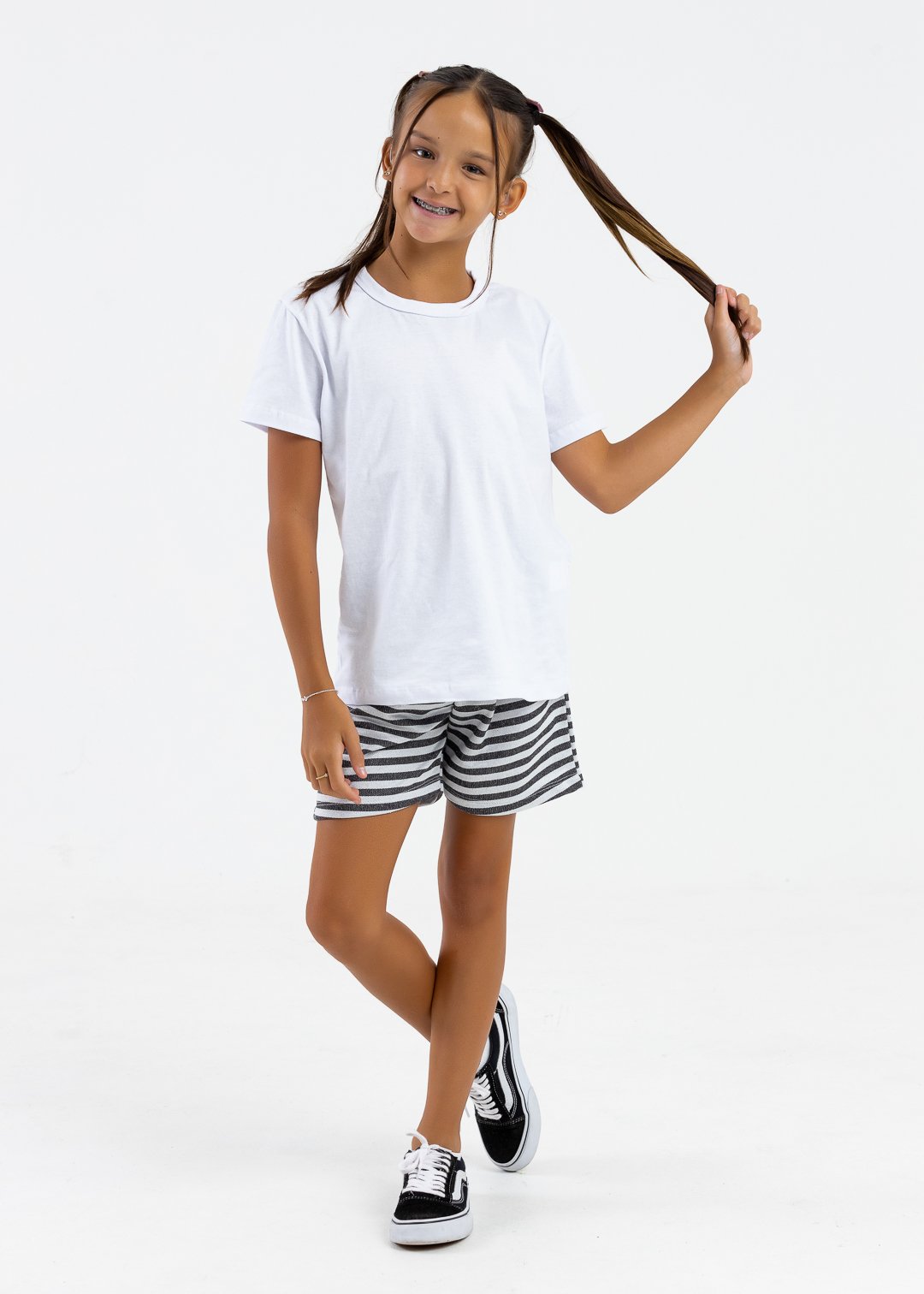 comprar moda infantil direto de fabrica online brilha kids bermuda moletinho listrado preto