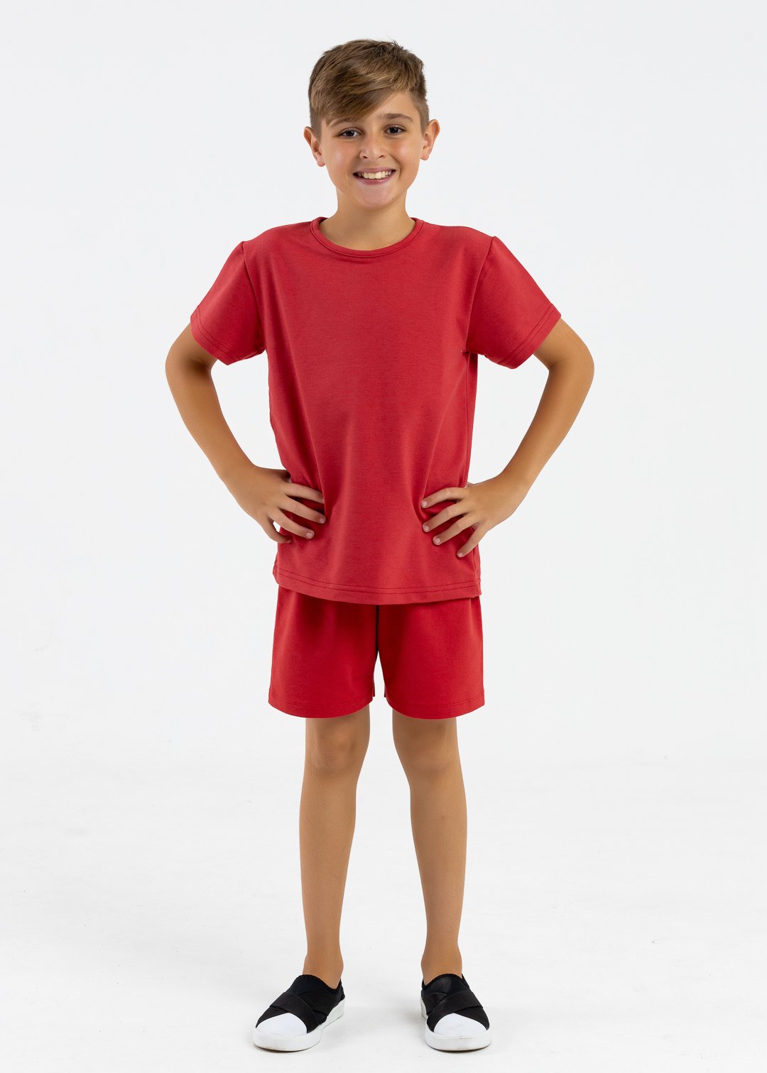 comprar moda infantil direto de fabrica online brilha kids bermuda molecotton vermelho camiseta