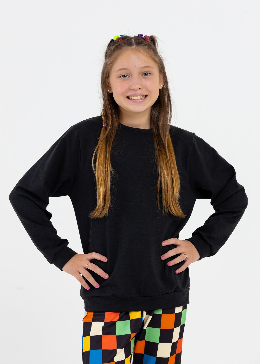 comprar moda infantil direto de fabrica online brilha kids casaco preto e calca xadrez molecotton