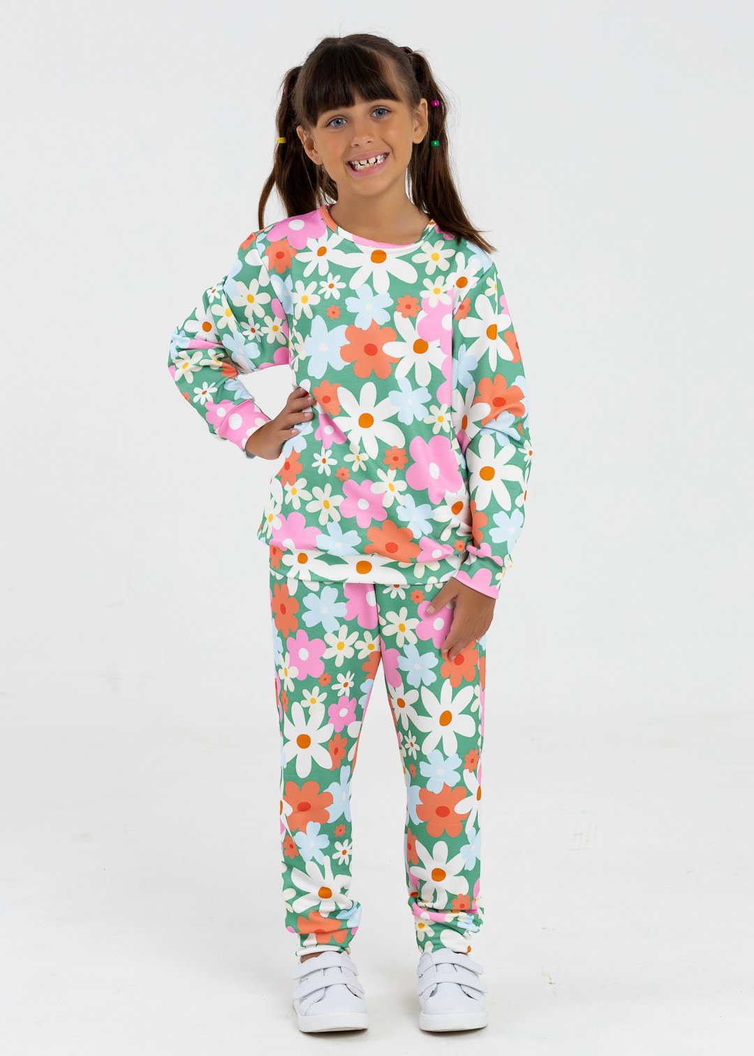 comprar moda infantil direto de fabrica online brilha kids casaco floral e calca 2