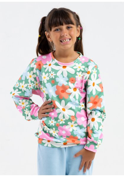comprar moda infantil direto de fabrica online brilha kids casaco floral e calca azul bb 2