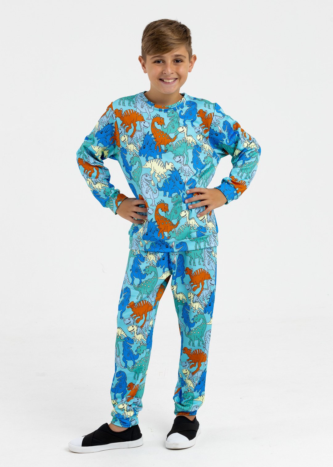 comprar moda infantil direto de fabrica online brilha kids calca dinossauros azuis