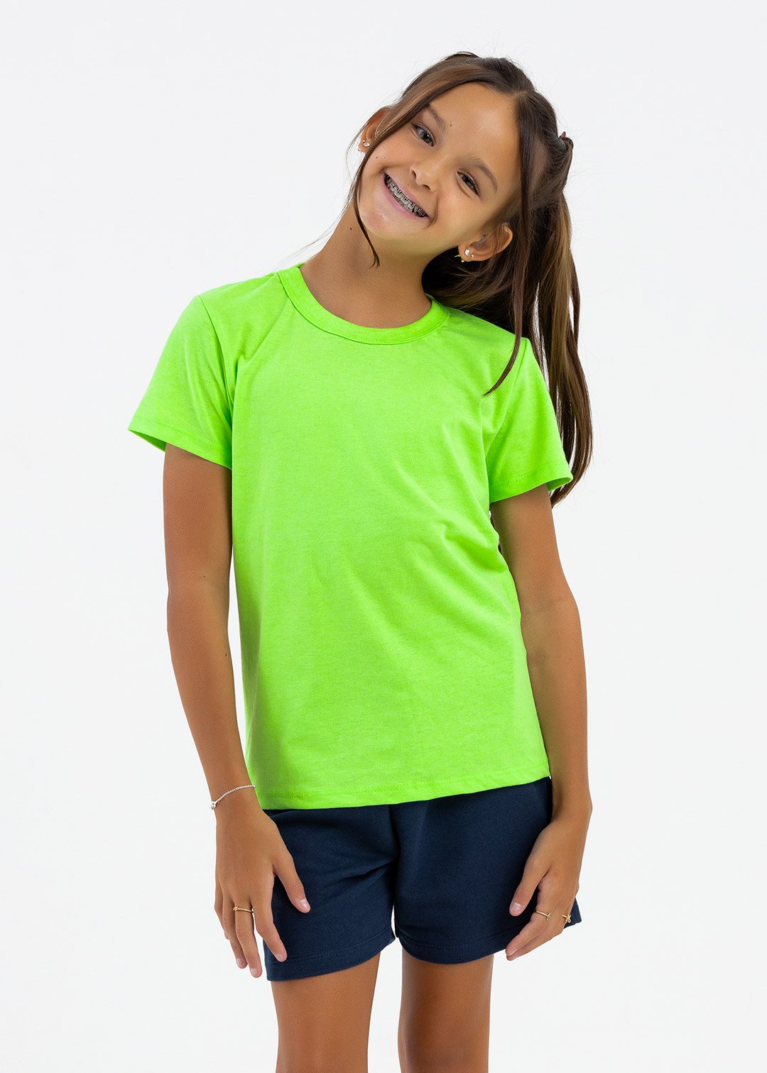 comprar moda infantil direto de fabrica online brilha kids camiseta meia malha verde neon 4