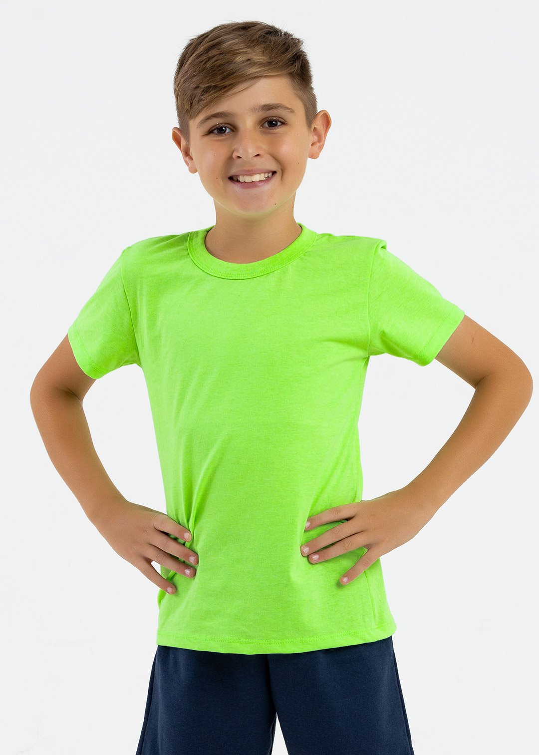 comprar moda infantil direto de fabrica online brilha kids camiseta meia malha verde neon 9