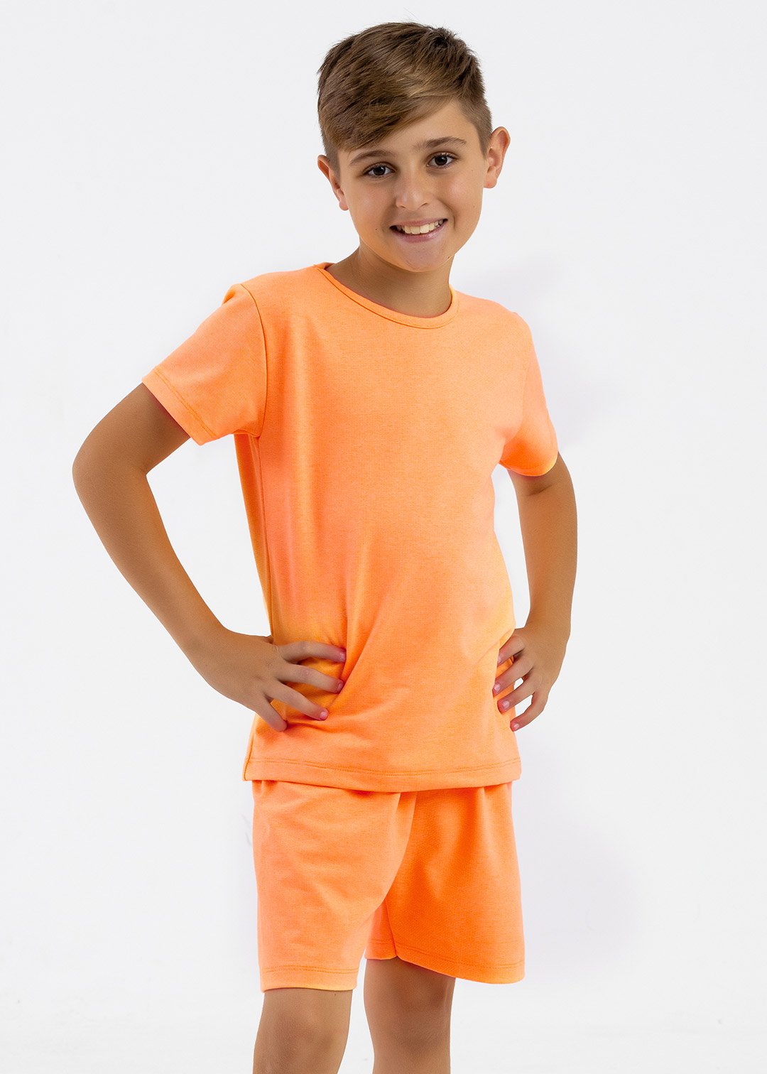 comprar moda infantil direto de fabrica online brilha kids molecotton laranja neon camiseta 2
