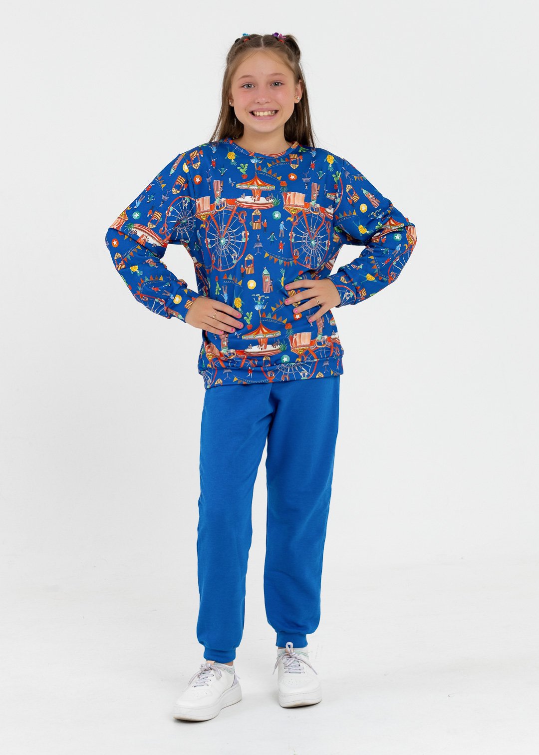 comprar moda infantil direto de fabrica online brilha kids molecotton circo casaco e calca azul royal