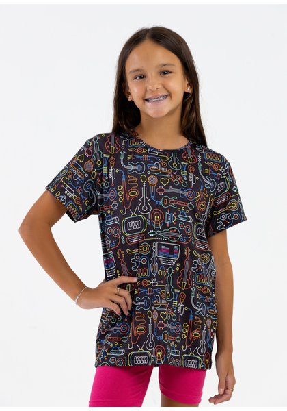 comprar moda infantil direto de fabrica online brilha kids camiseta flex musical e bermuda cilclista rosa pink 2