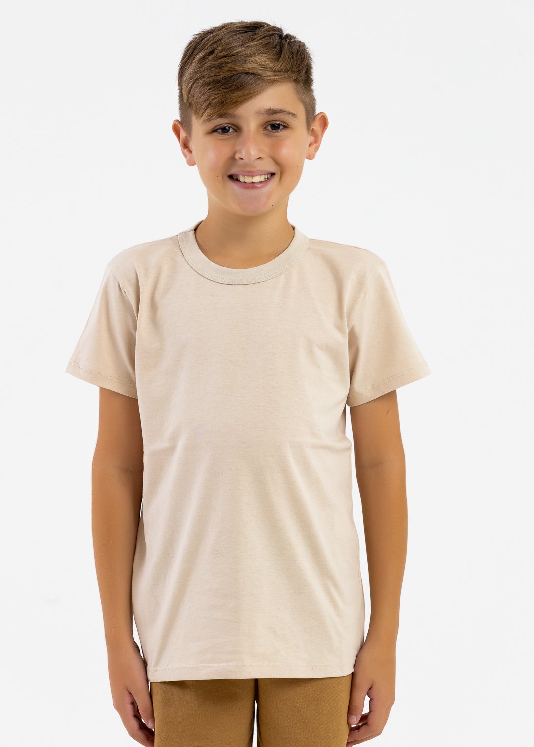 comprar moda infantil direto de fabrica online brilha kids camiseta manga curta meia malha bege 2