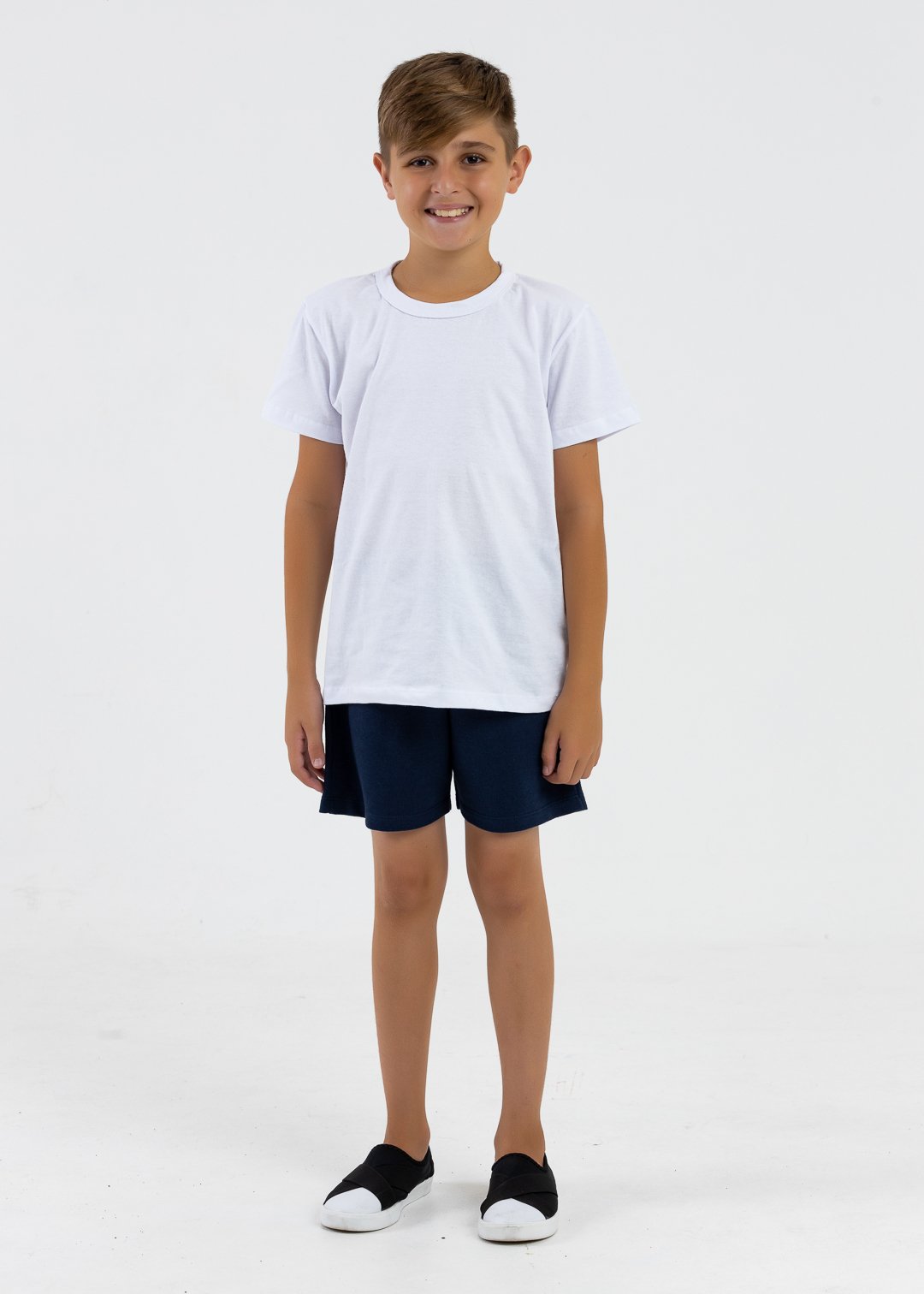 comprar moda infantil direto de fabrica online brilha kids bermuda moletinho azul marinho e camiseta branca 3
