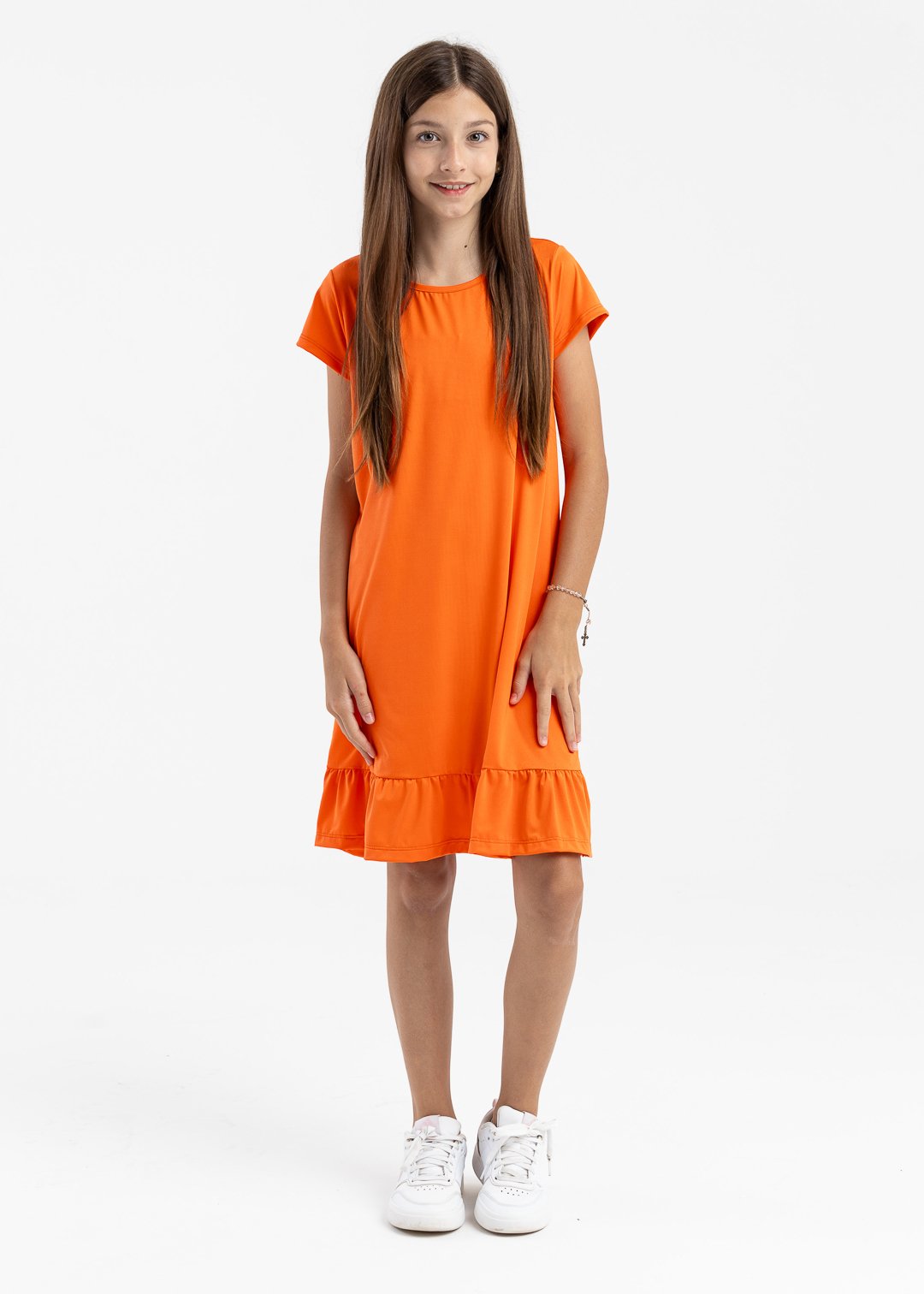 loja online brilha kids moda infantil vestido flex laranja